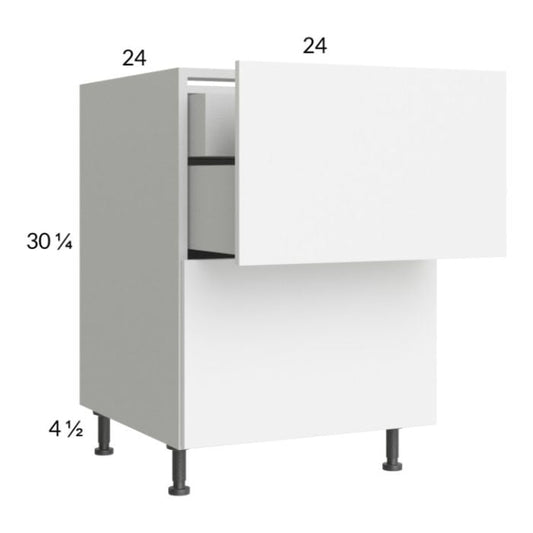 RTA Euro Gloss White 24" 2-Drawer Base Cabinet with 1 Inner Drawer and 1 Finished End Panel