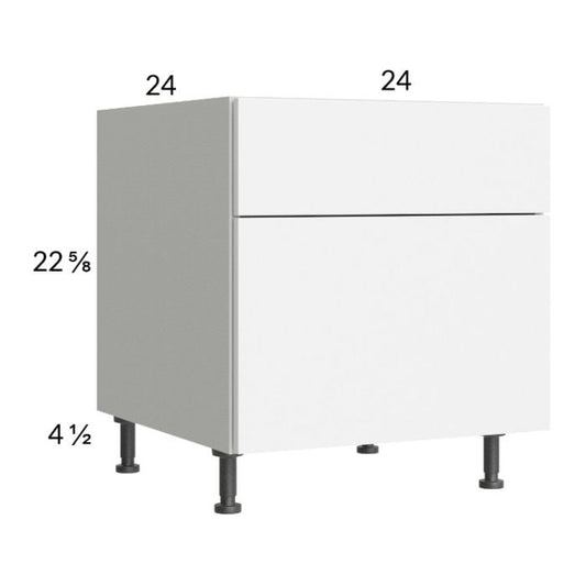 RTA Euro Gloss White 24" 2-Drawer Desk Base Cabinet and 1 Finished End Panel
