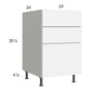 RTA Euro Gloss White 24" 2-Drawer Range Base Cabinet with 1 False Drawer Front and 1 Finished End Panel