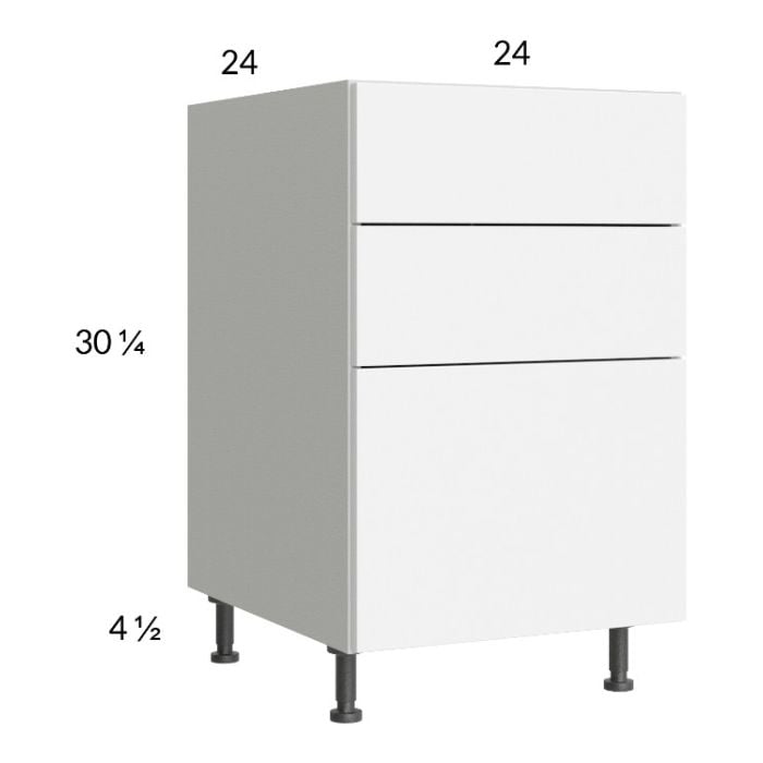 RTA Euro Gloss White 24" 2-Drawer Range Base Cabinet with 1 False Drawer Front and 1 Finished End Panel