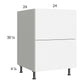 RTA Euro Gloss White 24" 2-Drawer Range Base Cabinet with 1 Finished End Panel