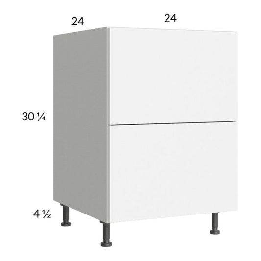 RTA Euro Gloss White 24" 2-Drawer Range Base Cabinet