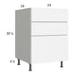 RTA Euro Gloss White 24" 3-Drawer Base Cabinet with 2 Finished End Panels