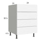 RTA Euro Gloss White 24" 3-Drawer Range Base Cabinet with 1 False Drawer Front and 2 Finished End Panels