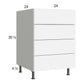 RTA Euro Gloss White 24" 4-Drawer Base Cabinet