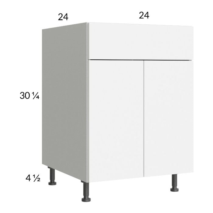 RTA Euro Gloss White 24" Base Cabinet with 1 Finished End Panel