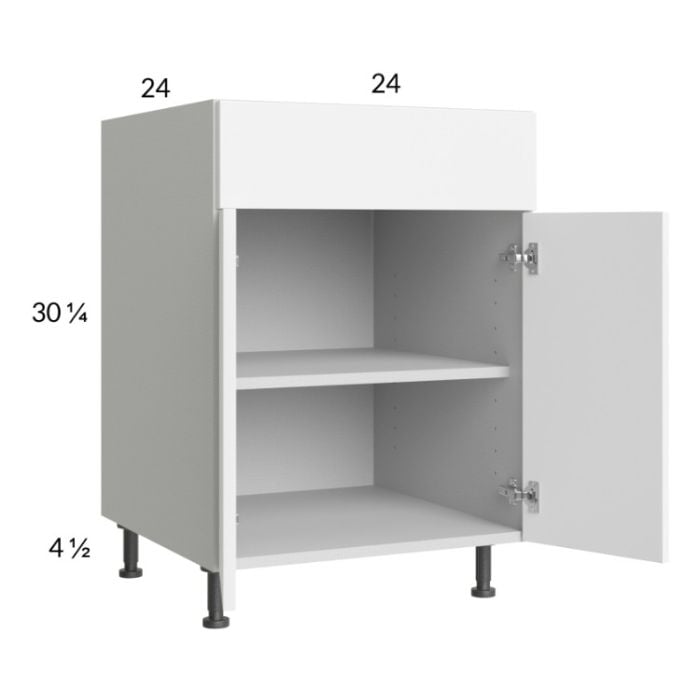RTA Euro Gloss White 24" Base Cabinet with 1 Finished End Panel