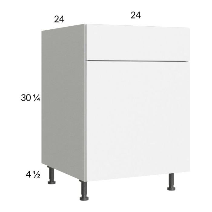 RTA Euro Gloss White 24" Base Cabinet with 1 door and 2 Finsihed End Panels