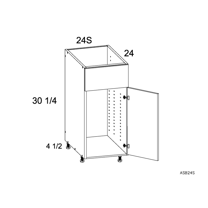 RTA Euro Gloss White 24" Sink Base Cabinet with 1 door and 2 Finished End Panels