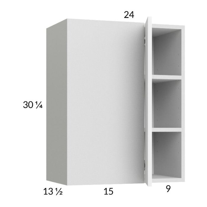 RTA Euro Gloss White 24" x 30-1/4" Blind Corner Wall Cabinet with 1 Finished End Panel