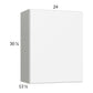 RTA Euro Gloss White 24" x 30-1/4" Wall Cabinet with 1 Door and 1 Finished End Panel
