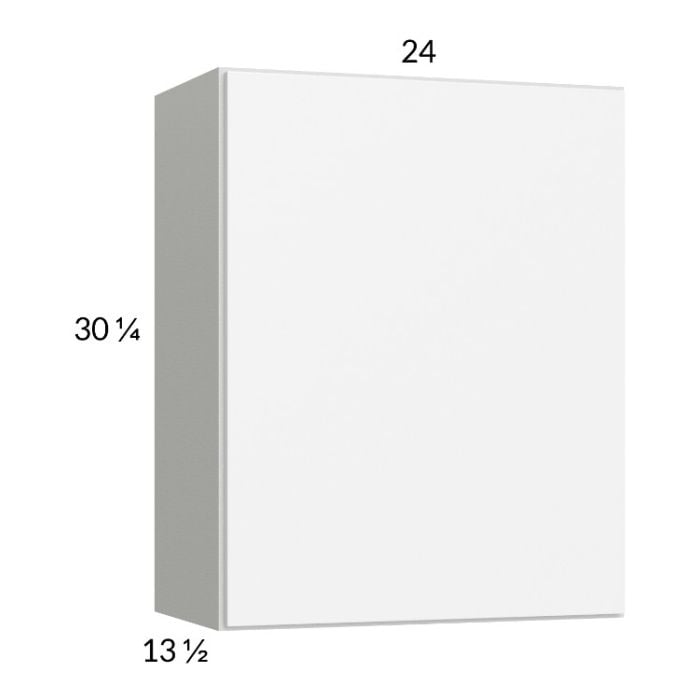 RTA Euro Gloss White 24" x 30-1/4" Wall Cabinet with 1 Door and 1 Finished End Panel