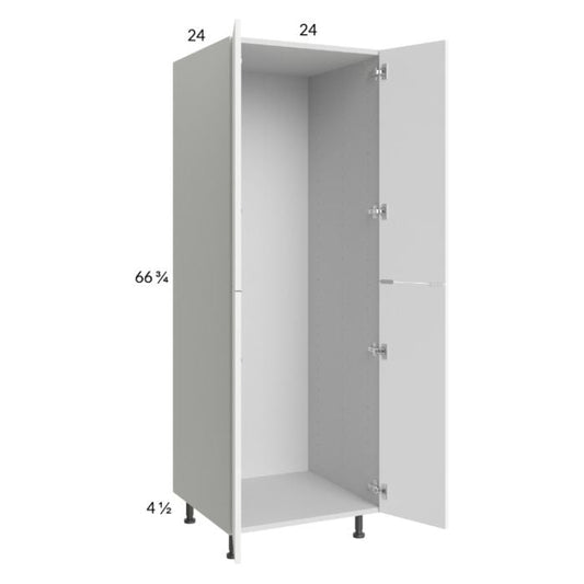RTA Euro Gloss White 24" x 71" - 1/4" Open Utility Cabinet with 2 Doors and 1 Finished End Panel
