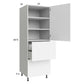RTA Euro Gloss White 24" x 71" - 1/4" Utility Cabinet with 1 Door, 2 Drawers and 1 Inner Drawer