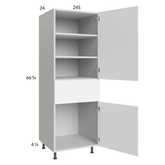 RTA Euro Gloss White 24" x 71" - 1/4" Utility Cabinet with 1 Door and 1 Drawer and 1 Finished End Panel
