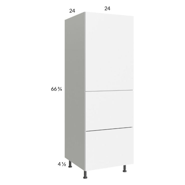 RTA Euro Gloss White 24" x 71" - 1/4" Utility Cabinet with 1 Door and 2 Drawers and 2 Finished End Panels