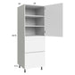 RTA Euro Gloss White 24" x 71" - 1/4" Utility Cabinet with 1 Door and 2 Drawers