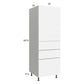 RTA Euro Gloss White 24" x 71" - 1/4" Utility Cabinet with 1 Door and 3 Drawers and 1 Finished End Panel