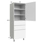 RTA Euro Gloss White 24" x 71" - 1/4" Utility Cabinet with 1 Door and 3 Drawers