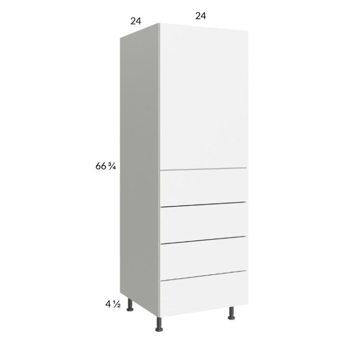 RTA Euro Gloss White 24" x 71" - 1/4" Utility Cabinet with 1 Door and 4 Drawers
