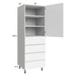 RTA Euro Gloss White 24" x 71" - 1/4" Utility Cabinet with 1 Door and 4 Drawers and 1 Finished End Panel