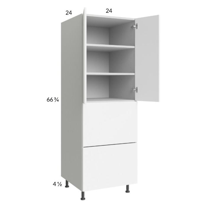 RTA Euro Gloss White 24" x 71" - 1/4" Utility Cabinet with 2 Door and 2 Drawers and 2 Finished End Panels