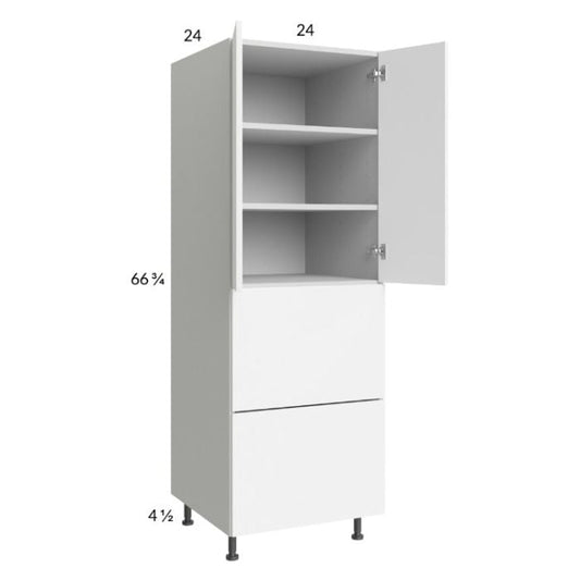 RTA Euro Gloss White 24" x 71" - 1/4" Utility Cabinet with 2 Door and 2 Drawers and 2 Finished End Panels