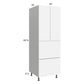 RTA Euro Gloss White 24" x 71" - 1/4" Utility Cabinet with 2 Doors, 2 Drawers and 1 Inner Drawer