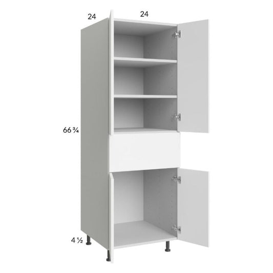 RTA Euro Gloss White 24" x 71" - 1/4" Utility Cabinet with 2 Doors and 1 Drawer and 1 Finished End Panel