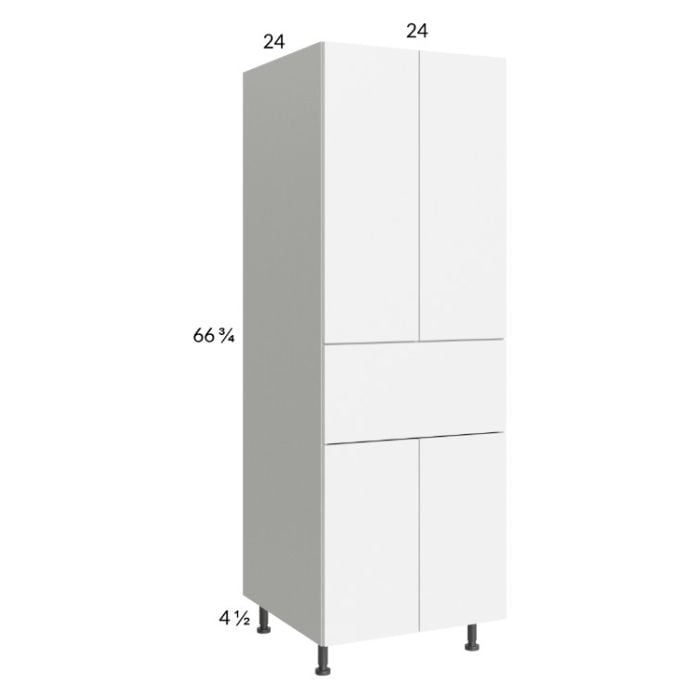 RTA Euro Gloss White 24" x 71" - 1/4" Utility Cabinet with 2 Doors and 1 Drawer and 2 Finished End Panels