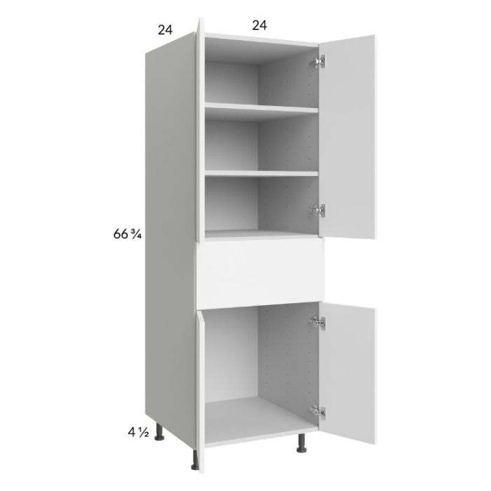 RTA Euro Gloss White 24" x 71" - 1/4" Utility Cabinet with 2 Doors and 1 Drawer