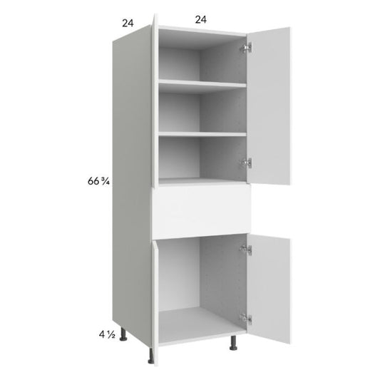 RTA Euro Gloss White 24" x 71" - 1/4" Utility Cabinet with 2 Doors and 1 Drawer