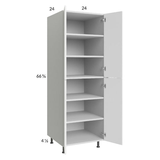 RTA Euro Gloss White 24" x 71" - 1/4" Utility Cabinet with 2 Doors and 1 Finished End Panel