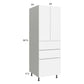 RTA Euro Gloss White 24" x 71" - 1/4" Utility Cabinet with 2 Doors and 3 Drawers and 2 Finished End Panels