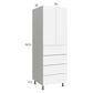 RTA Euro Gloss White 24" x 71" - 1/4" Utility Cabinet with 2 Doors and 4 Drawers and 1 Finished End Panel