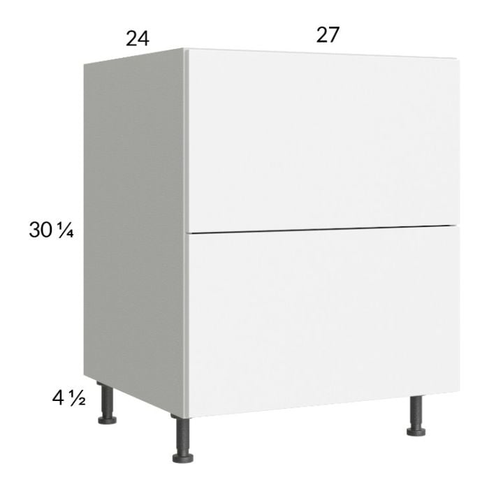 RTA Euro Gloss White 27" 2-Drawer Base Cabinet with 1 Inner Drawer and 1 Finished End Panel
