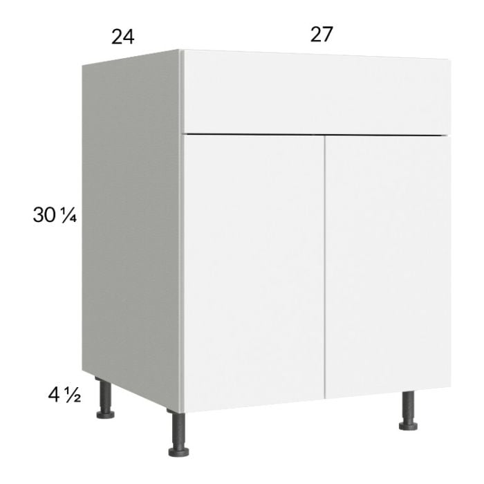 RTA Euro Gloss White 27" Base Cabinet with 1 Finished End Panel