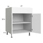 RTA Euro Gloss White 27" Base Cabinet with 1 Finished End Panel