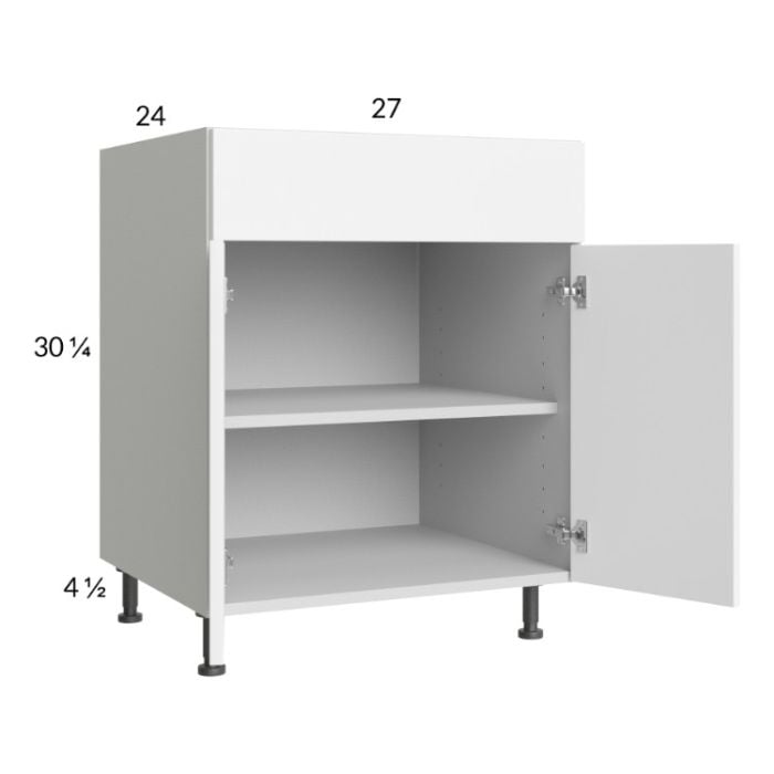 RTA Euro Gloss White 27" Base Cabinet with 1 Finished End Panel