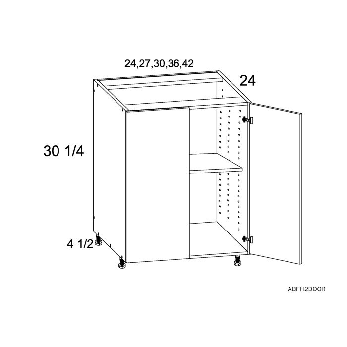 RTA Euro Gloss White 27" Full Height Door Base Cabinet