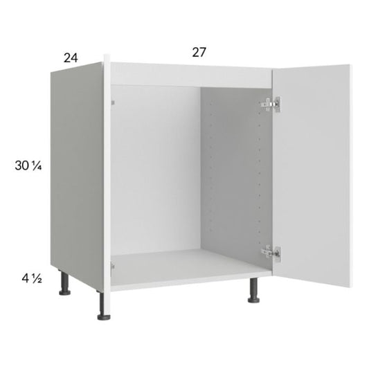 RTA Euro Gloss White 27" Full Height Door Sink Base Cabinet with 2 Finished End Panels