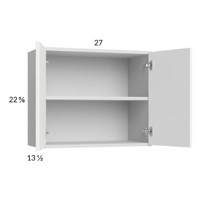 RTA Euro Gloss White 27" x 22-5/8" Wall Cabinet with 1 Finished End Panel