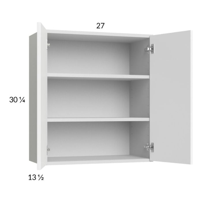 RTA Euro Gloss White 27" x 30-1/4" Wall Cabinet with 1 Finished End Panel