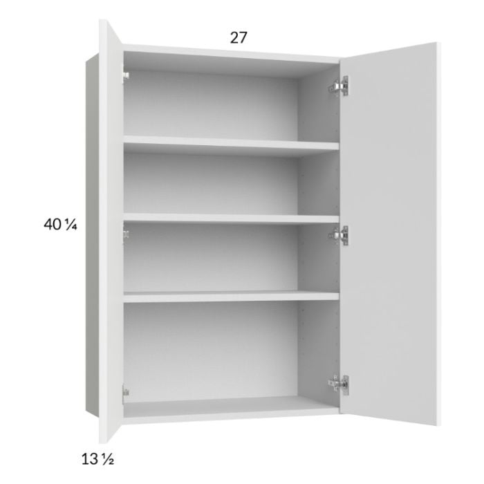 RTA Euro Gloss White 27" x 40-1/4" Wall Cabinet with 1 Finished End Panel