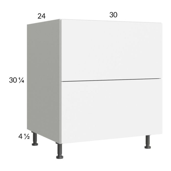 RTA Euro Gloss White 30" 2-Drawer Base Cabinet with 1 Inner Drawer