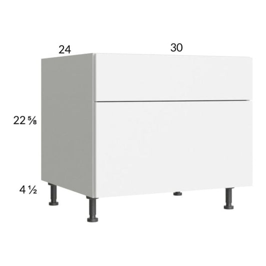 RTA Euro Gloss White 30" 2-Drawer Desk Base Cabinet and 2 Finished End Panels