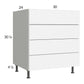 RTA Euro Gloss White 30" 4-Drawer Base Cabinet