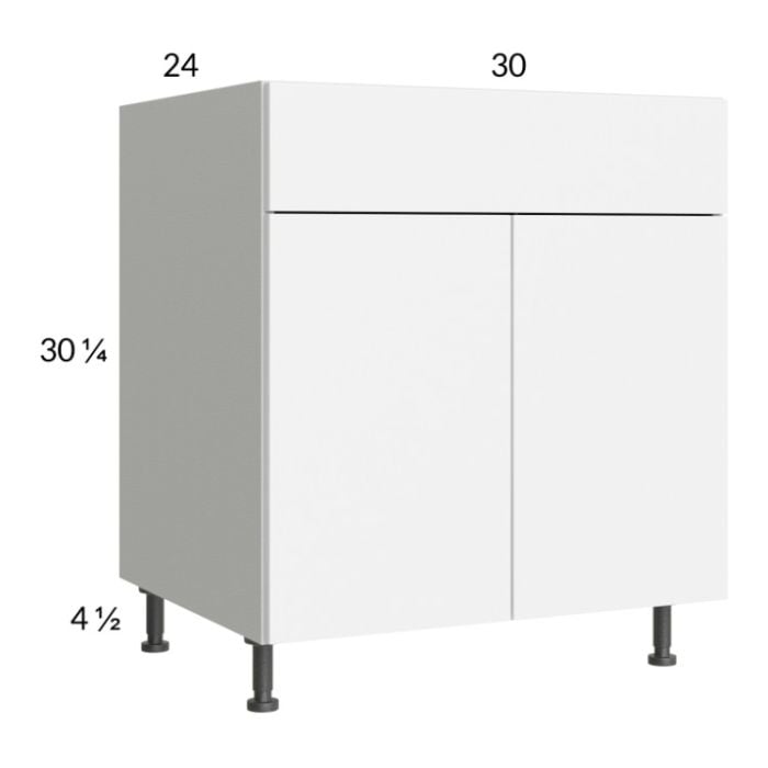 RTA Euro Gloss White 30" Base Cabinet with 2 Finished End Panels