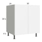 RTA Euro Gloss White 30" Full Height Door Base Cabinet with 1 Finished End Panel