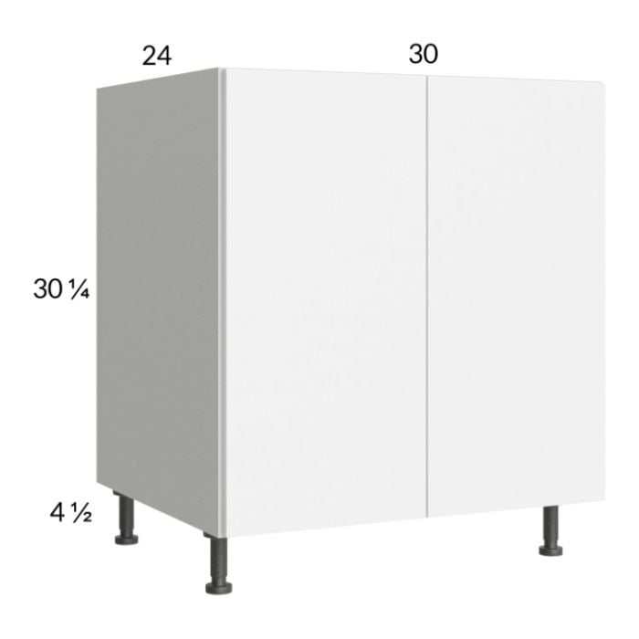 RTA Euro Gloss White 30" Full Height Door Base Cabinet with 2 Finished End Panels